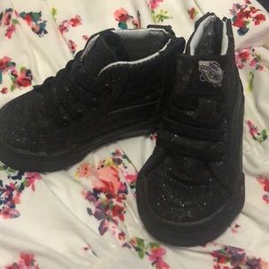 Toddler vans high tops black glitter size 4